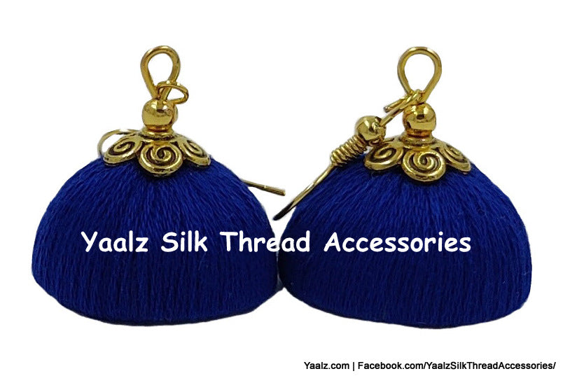 Yaalz Silk Thread Simple Elegant Cotton Thread Jhumka Earrings In As