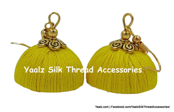 Yaalz Silk Thread Simple & Elegant Cotton Thread Jhumka Earrings In Assorted Colors