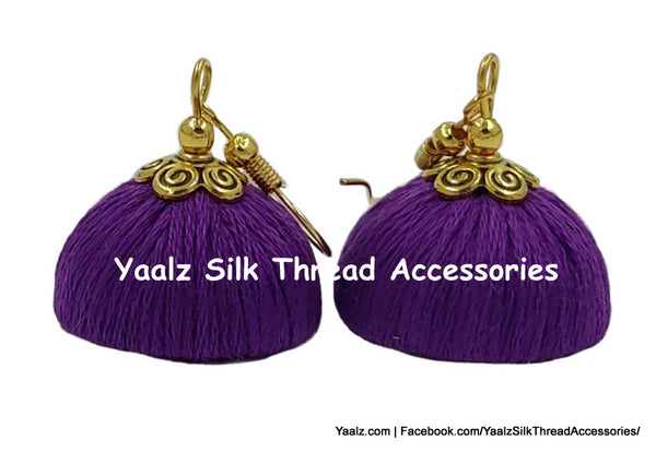 Yaalz Silk Thread Simple & Elegant Cotton Thread Jhumka Earrings In Assorted Colors