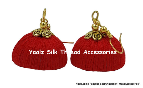 Yaalz Silk Thread Simple & Elegant Cotton Thread Jhumka Earrings In Assorted Colors