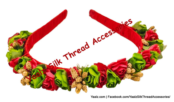 Yaalz Silk Thread Floral Kids Hair Bands In Assorted Colors