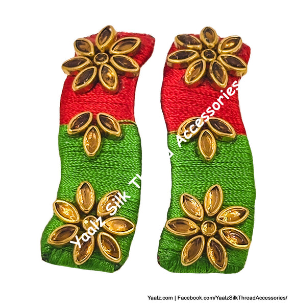 Yaalz Silk Thread Tic-Tac Hair Clip Pairs With Kundan Stones In Various Colors