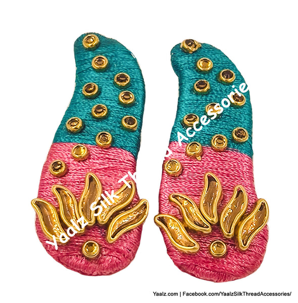 Yaalz Silk Thread Tic-Tac Hair Clip Pairs With Kundan Stones In Various Colors