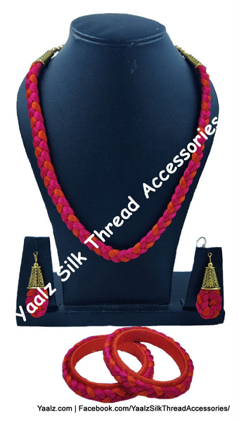 Yaalz Silk Thread Full Thread Simple Plaited Necksets In Assorted Colors