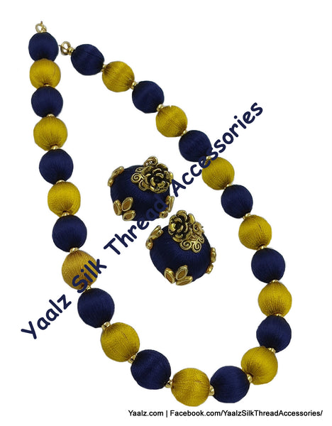 Yaalz Silk Thread Simple Necksets With Jhumka Earrings In Assorted Colors