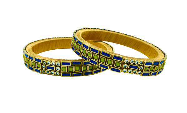 Yaalz Rich Sticks & Squares Kundan Stone Work Pair Bangles In Multiple Colors