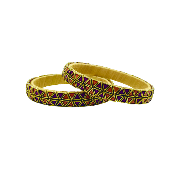 Yaalz Rich Triangle Kundan Stone Work Pair Bangles In Multiple Colors