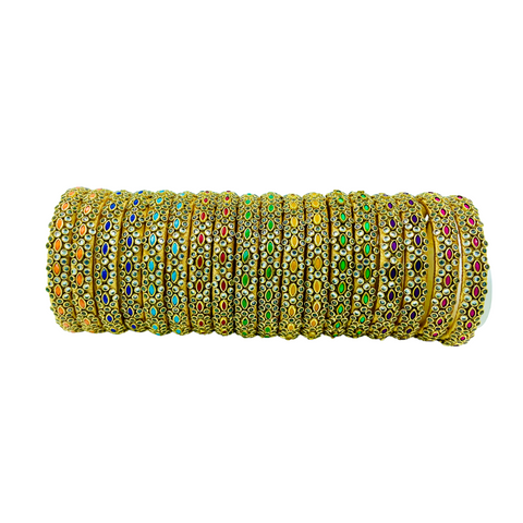 Yaalz Trendy Rich Eye Kundan Stone Work Pair Bangles In Multiple Colors