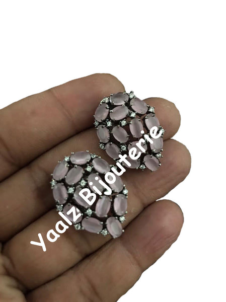 Yaalz Bijouterie - CZ Stone Elegant Stud Earrings In Various Colors