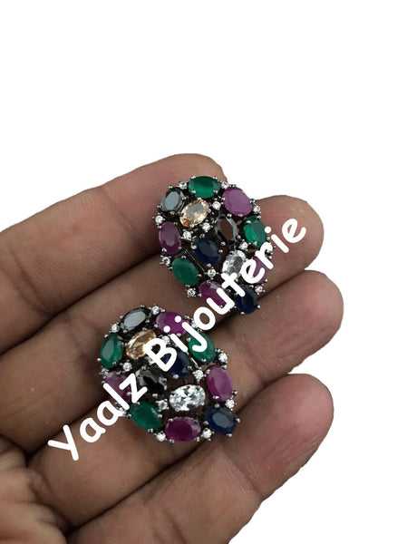 Yaalz Bijouterie - CZ Stone Elegant Stud Earrings In Various Colors