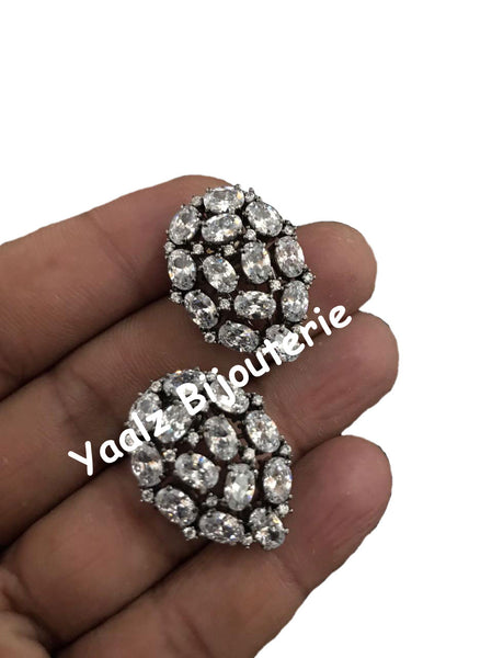 Yaalz Bijouterie - CZ Stone Elegant Stud Earrings In Various Colors