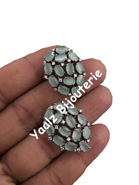 Yaalz Bijouterie - CZ Stone Elegant Stud Earrings In Various Colors