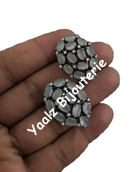 Yaalz Bijouterie - CZ Stone Elegant Stud Earrings In Various Colors