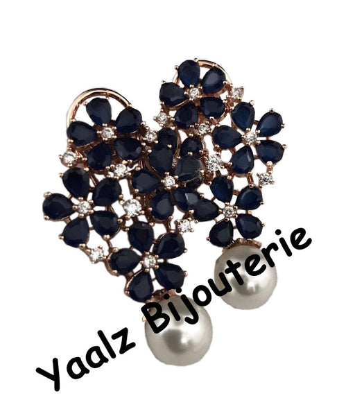 Yaalz Bijouterie - CZ Stone Elegant Earrings With Pearl Drops In Various Colors