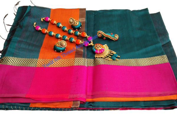 silk thread Maheshwari Saree Combo's 