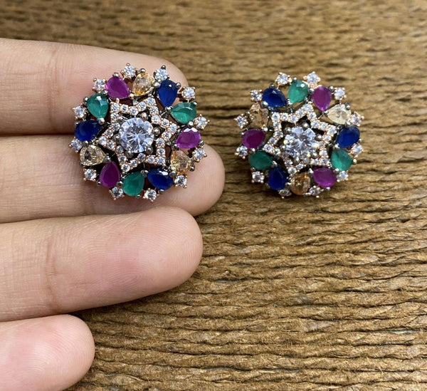 Yaalz Bijouterie Collections - Victoria Stone Stud Earrings In Various Colors