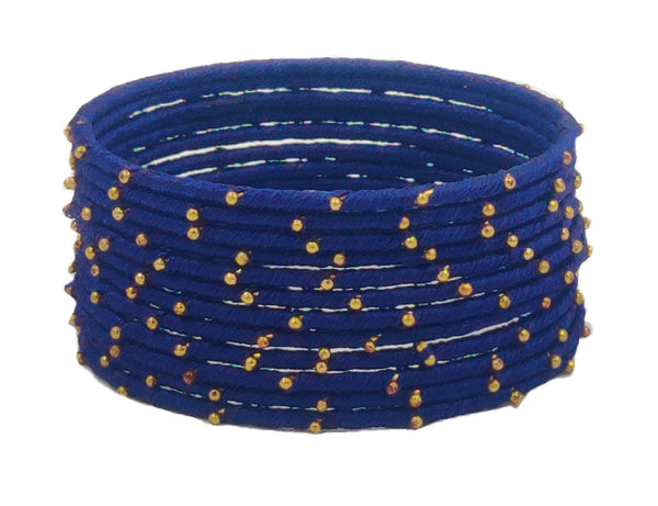 Yaalz Silk Threaded Metal & Weightless Thin Set Bangles In Assorted Colors