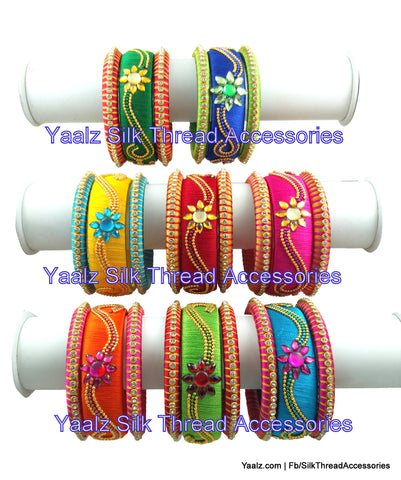 silk thread jewelry Bangle Earring Jumka-Yaalz Return Gift Simple Bangle Sets In Eight Assorted Colors-YAALZ
