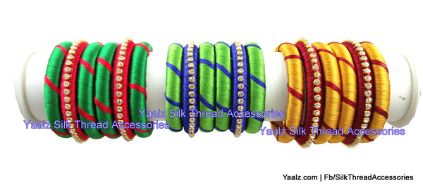 silk thread jewelry Bangle Earring Jumka-Yaalz Simple Bangle Sets In Assorted Colors-YAALZ
