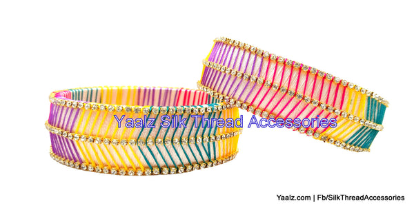 silk thread jewelry Bangle Earring Jumka-Yaalz Zigzag Broad Bangles in Multi Colors-YAALZ