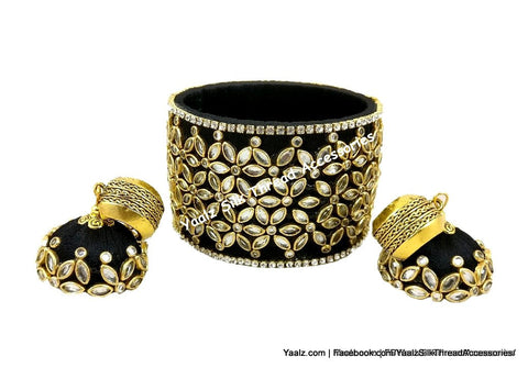 silk thread One Broad Bangle & Two Jumkas 