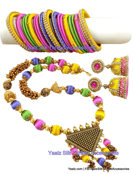silk thread BANGLE EARRING & NECKSET 