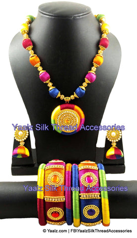 silk thread BANGLE EARRING & NECKSET 
