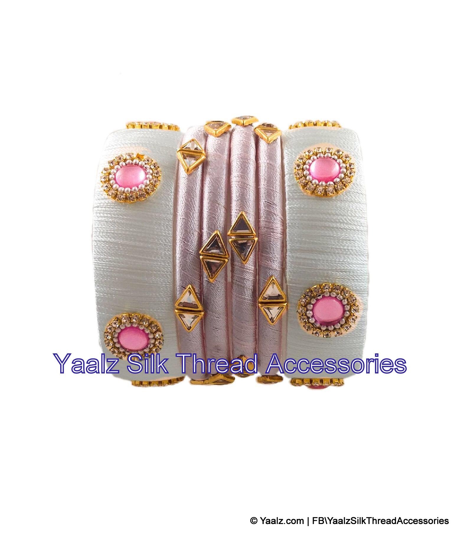 Peach colour outlet silk thread bangles