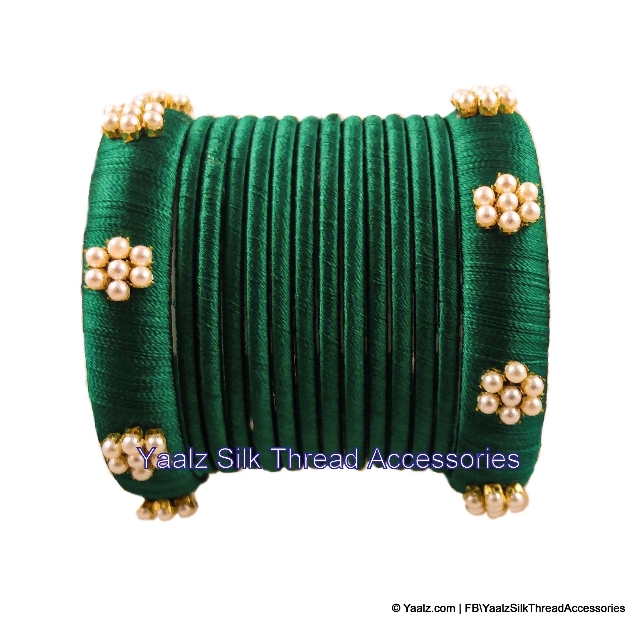 Green color silk thread bangles hotsell