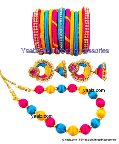 silk thread BANGLE EARRING & NECKSET 