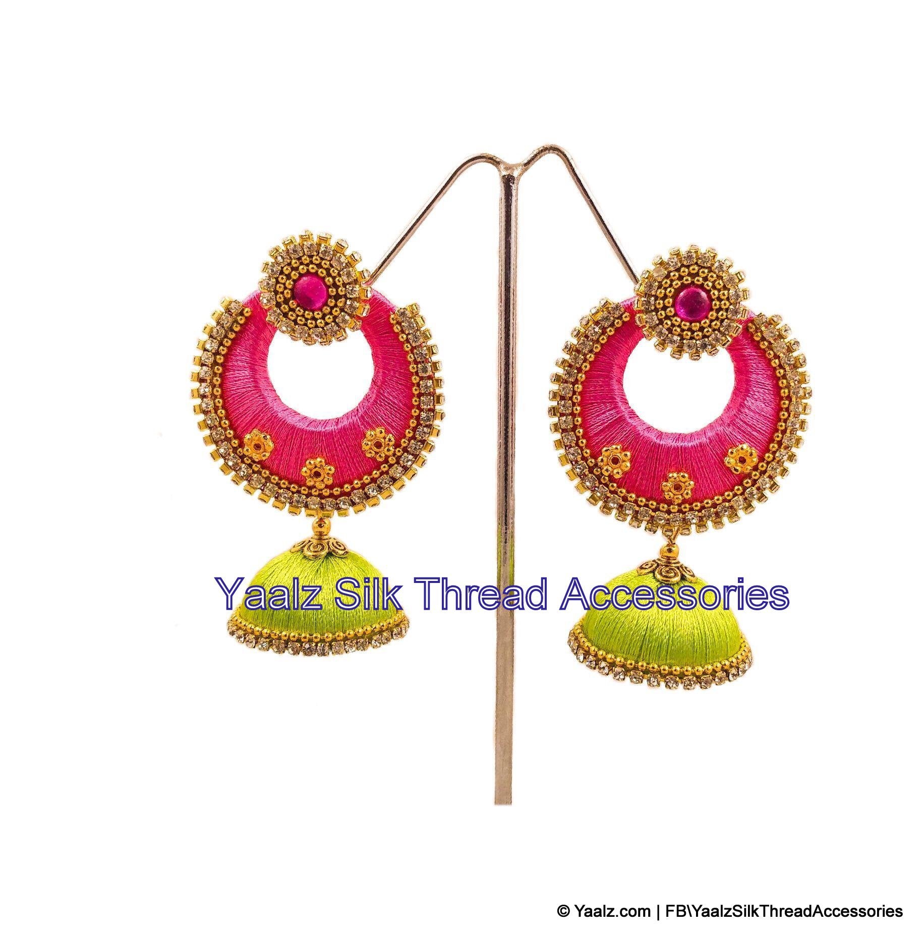 Handmade silkthread earrings Handmade Silk Thread Earrings, Shape: Round at  Rs 149/pair in Chennai