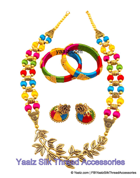 silk thread BANGLE EARRING & NECKSET 