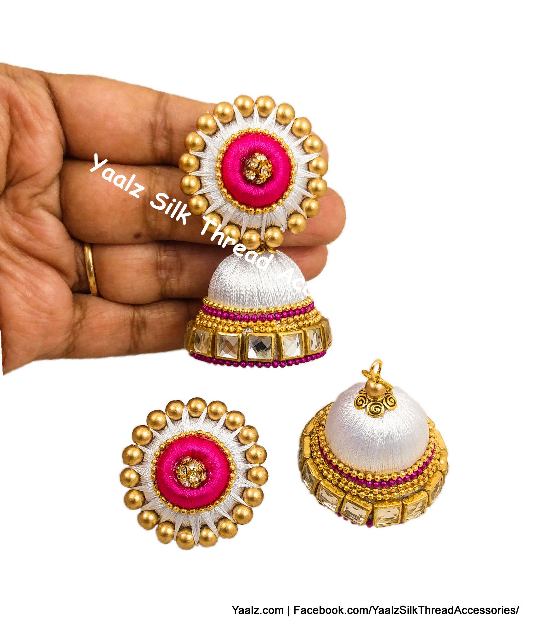 Earrings – Silk thread and loreal beads hoop – The Project DIY