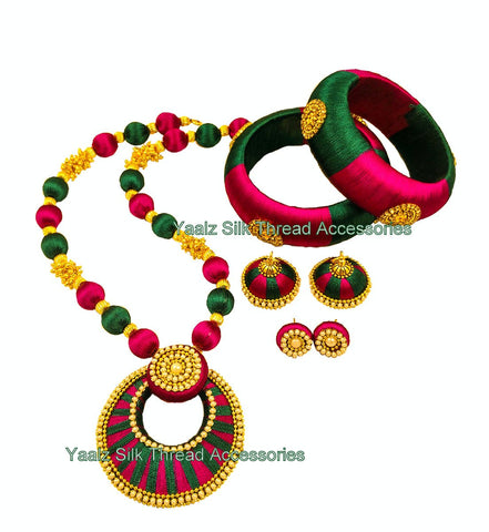 silk thread BANGLE EARRING & NECKSET 