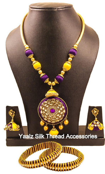 silk thread BANGLE EARRING & NECKSET 