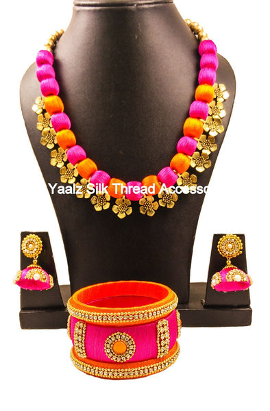 silk thread BANGLE EARRING & NECKSET 