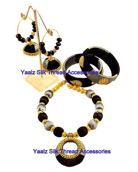 silk thread BANGLE EARRING & NECKSET 