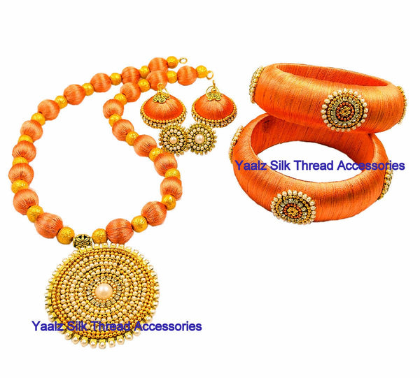 silk thread BANGLE EARRING & NECKSET 