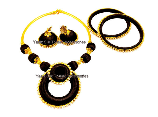 silk thread BANGLE EARRING & NECKSET 