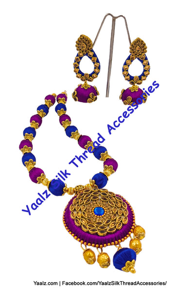 Yaalz Silk Thread Kundan Stone Work Necksets In Assorted Colors