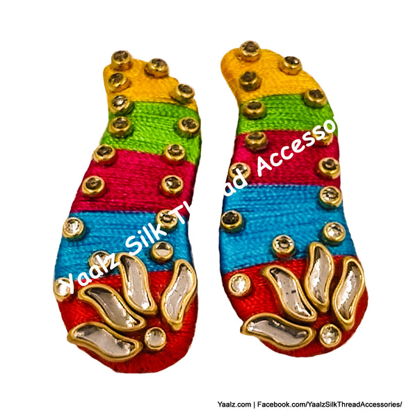 Yaalz Silk Thread Tic-Tac Hair Clip Pairs With Kundan Stones In Various Colors