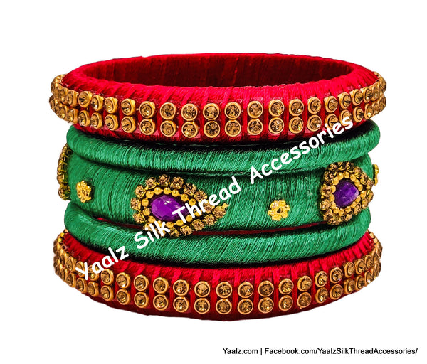 Yaalz Silk Thread Simple & Elegant Bangle Sets In Assorted Colors - Design 3