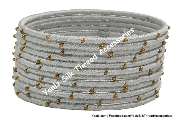 Yaalz Silk Thread Metal Thin Bangle Sets In Assorted Colors