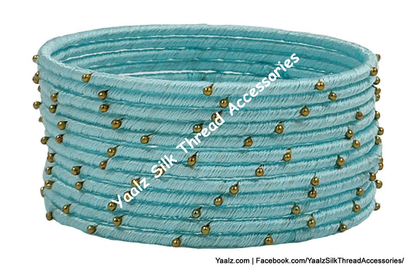Yaalz Silk Thread Metal Thin Bangle Sets In Assorted Colors