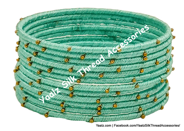 Yaalz Silk Thread Metal Thin Bangle Sets In Assorted Colors