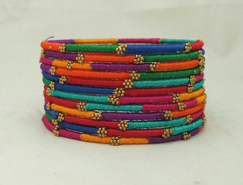 silk thread Bangle Earring Jumka-Yaalz Assorted Multi Color Bangle Set-YAALZ