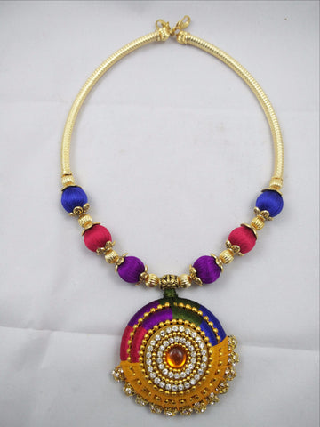 silk thread Bangle Earring Jumka-Yaalz Silk Thread Traditional Necksets in Yellow, Red, Blue And Purple Colors-YAALZ